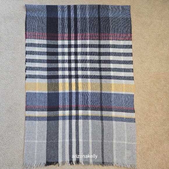 J. Crew Accessories - J. Crew Woven Wool Plaid Italy Grey Blue Yellow Maroon